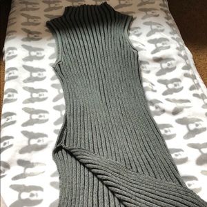 Army Green Sleeveless Sweater Dress